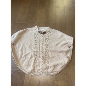 Hope & Henry Girls' Sweater Cape Tan Size Medium 100% Organic Cotton